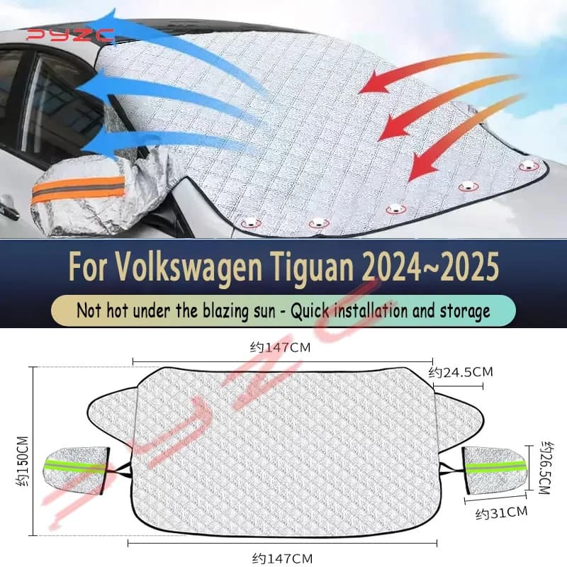 Per Volkswagen Tiguan 2024~2025 Telo Protettivo Anti-Neve per Parabrezza, Parasole in Cotone Anti-Gelo e Anti-Brina