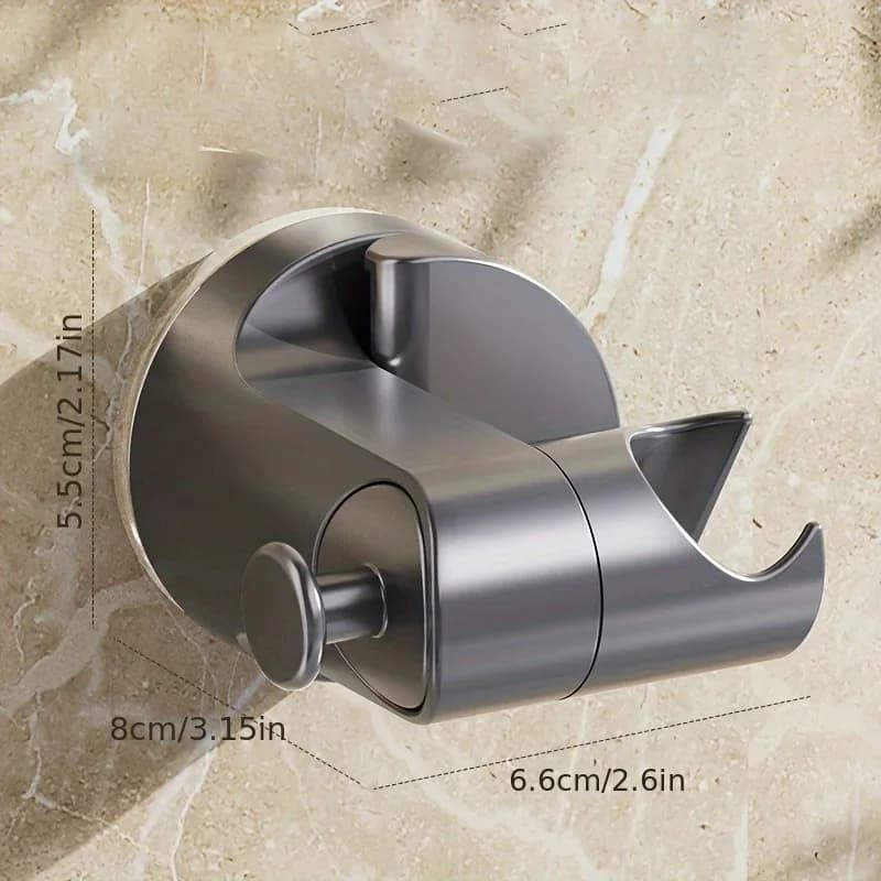 Staffa per soffione doccia facile da installare senza foratura, con ventosa regolabile e gancio rotante - plastica resistente