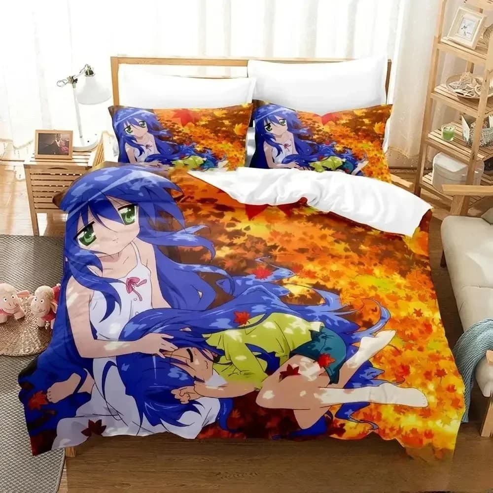 3D Anime Konata Izumi Lucky Star Printed Bed Set Duvet Cover Pillowcase Bedding Set Linen Sheet Quilt Cover Full Queen King Size