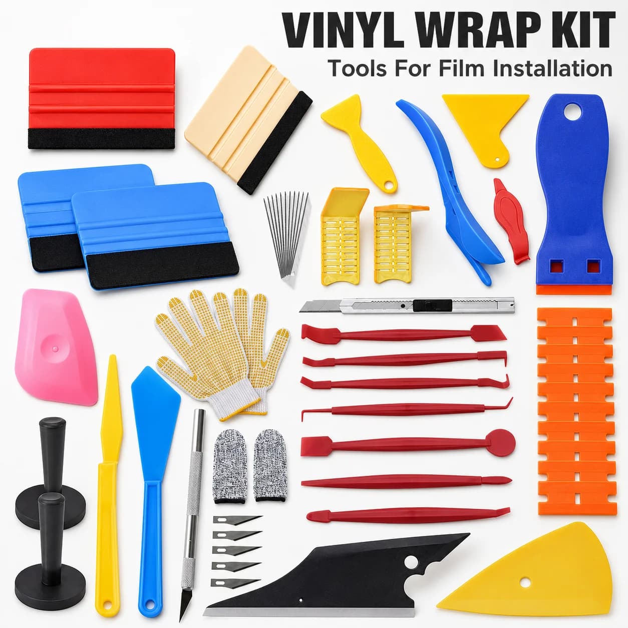 Set of 32/44/66 Tools for Wrapping Auto, Raschietto e Taglierina per Pellicole Viniliche, Auto Window Accessories