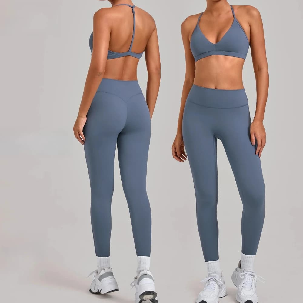 2PCS Sports Suit Yoga Set Women's Breathable Shock-Absorbing Exercise bra Set Running Fitness Suit Leisure Yoga Clothes