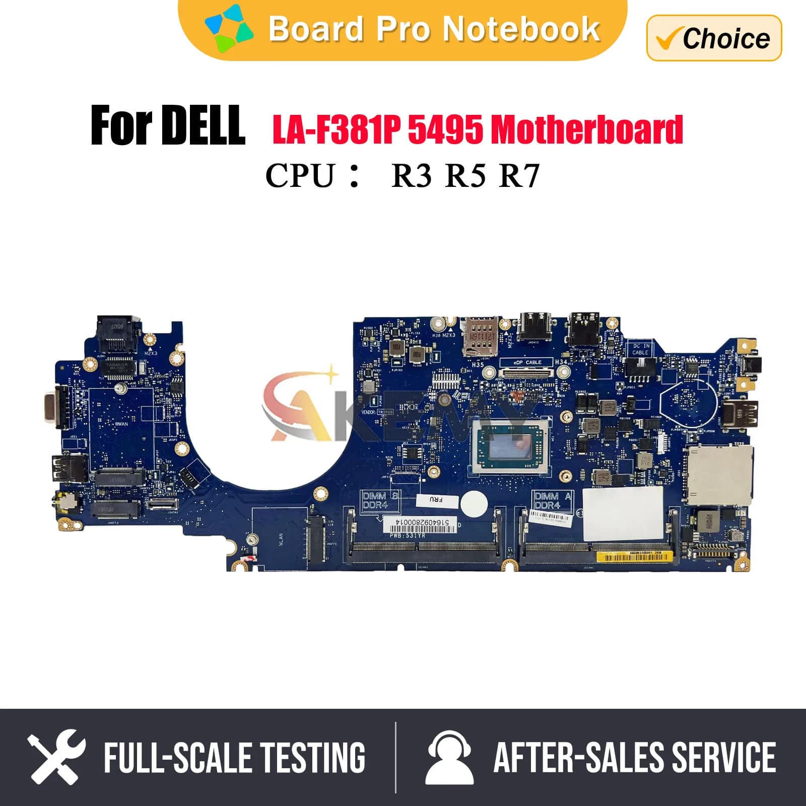LA-F381P Per scheda madre del laptop Dell Latitude 5495 con CPU R3-2300U R7-2700U 07CT81 09GYDK 0WF17X Testata al 100% e perfettamente funzionante