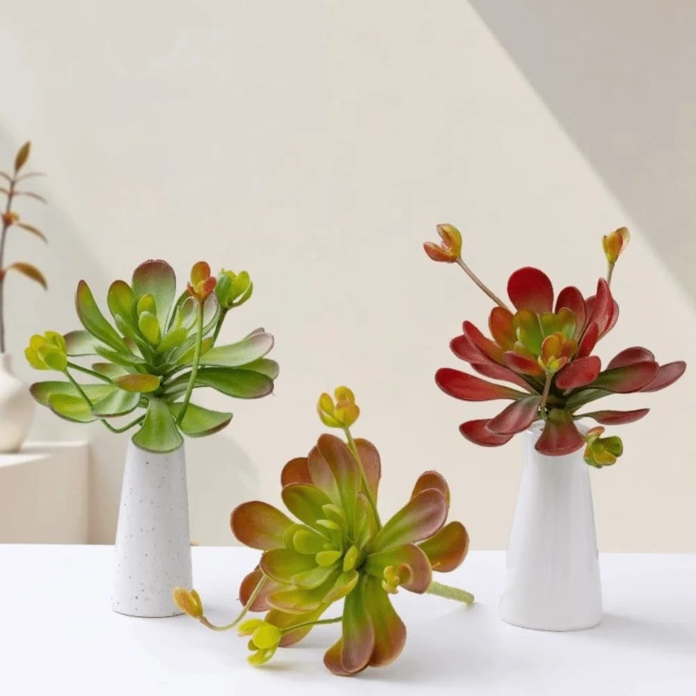 Pianta Succulenta Artificiale Realistica, Cactus Finto al Tatto Naturale, Bonsai Simulato in Plastica per Decorazione Balcone