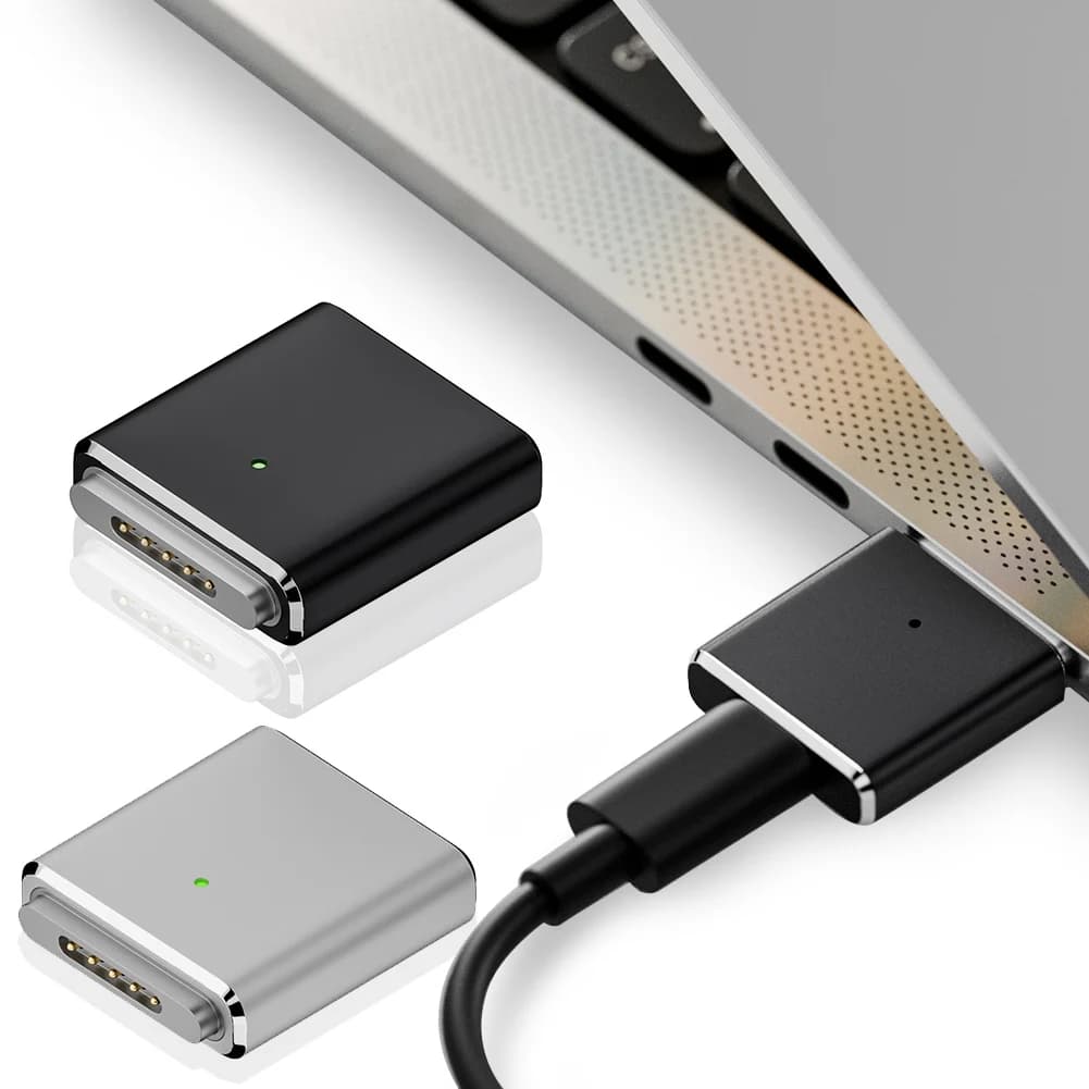Adattatore da USB-C femmina a magnetico 3 in 1 da 100W con indicatore LED, convertitore di ricarica rapida PD3.1 5A 20V per MacBook Air/MacBook Pro