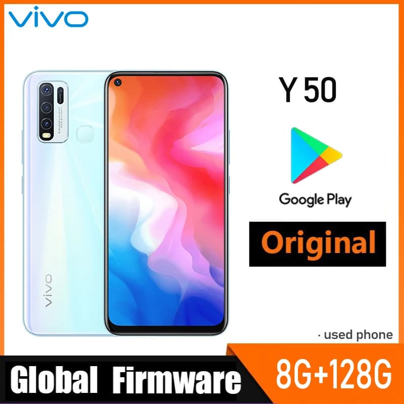 Smartphone VIVO Y50 4G Firmware Globale Snapdragon 665 Octa Core 6.53" 5000mAh 8GB 128GB Fotocamere 16.0MP Y5 Telefono Usato