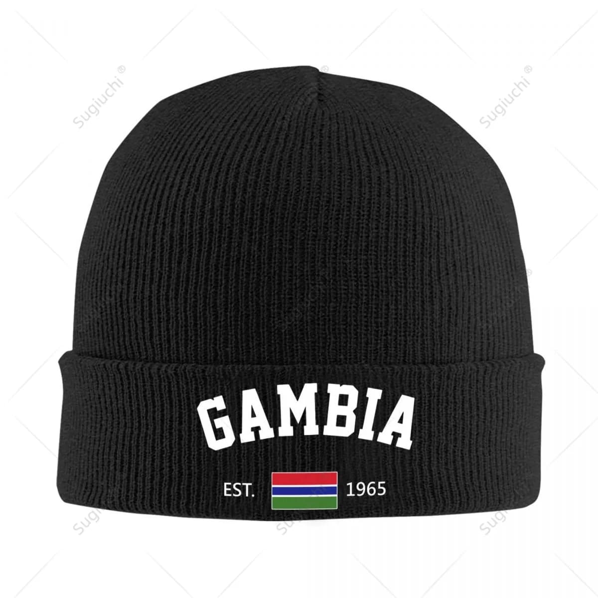 Knitted Hat Unisex Gambia EST.1965 Independence Day For Men Women Boys Winter Autumn Beanie Cap Warm Bonnet
