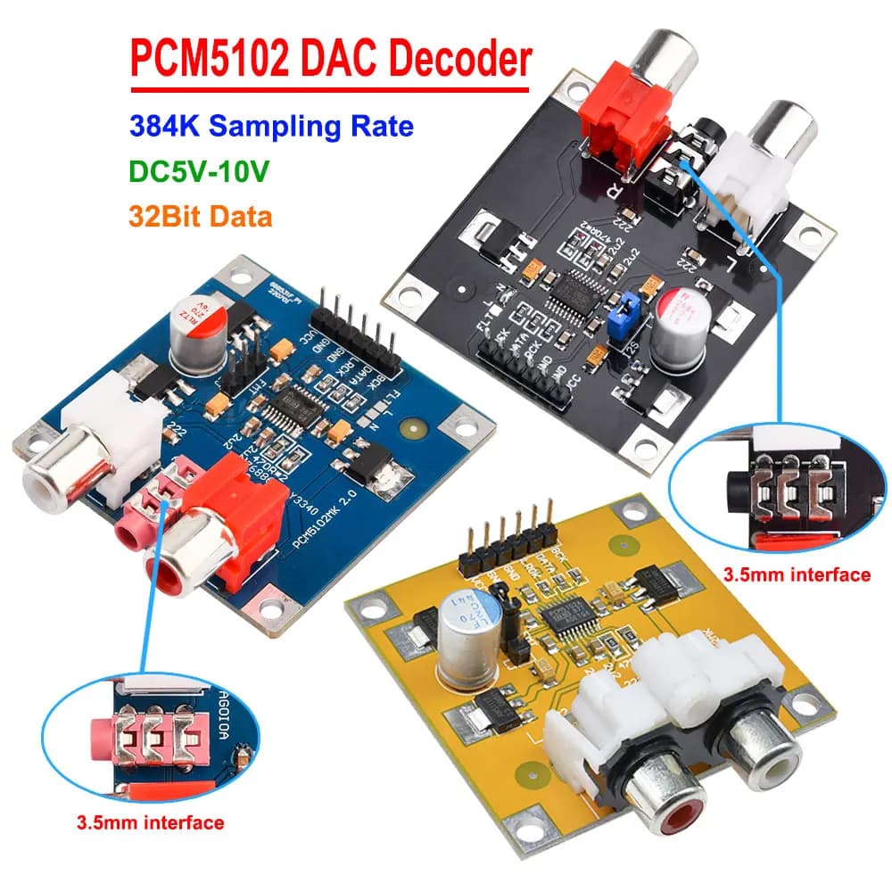 PCM5102/PCM5102A DAC Decoder I2S Card Assembled 32Bit 384K Beyond ES9023 Module Decode Card for Raspberry Pi