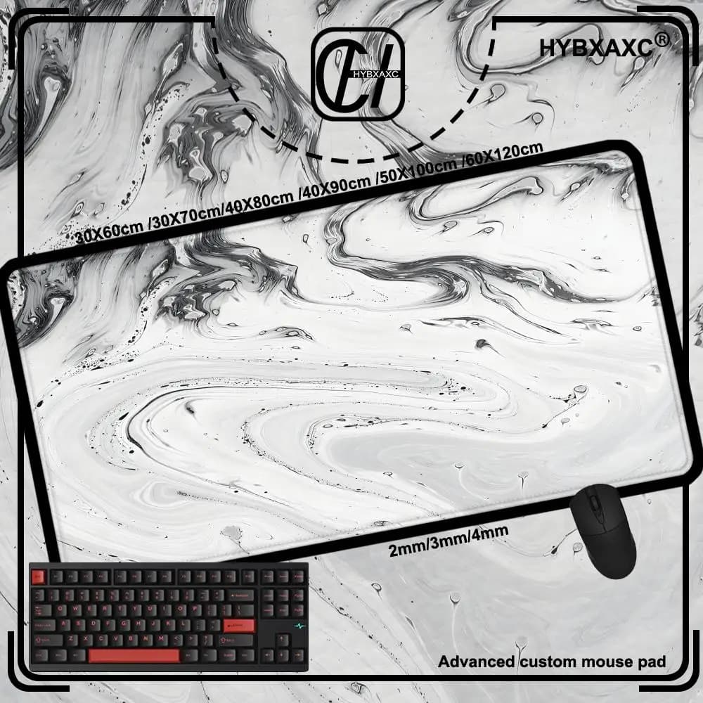 Mairuige Black Mouse Pad Marble Liquid Computer Desk Decoration Playmat Office Accessories Laptop Gamer Keyboard Mat HYBXAXC