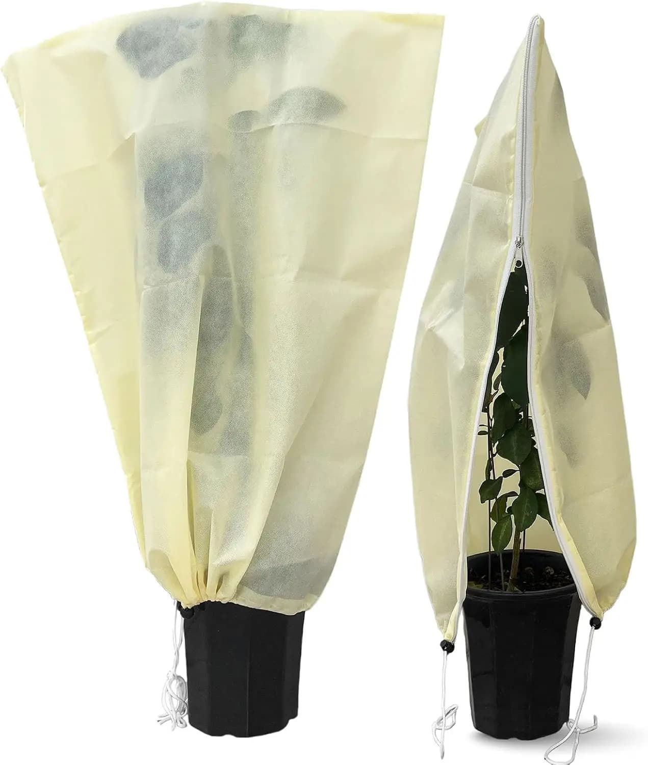 Coperture Protettive per Piante (Confezione da 2): Protezione Antigelo 23"x30" con Cerniera e Cordoncino per Piante in Vaso