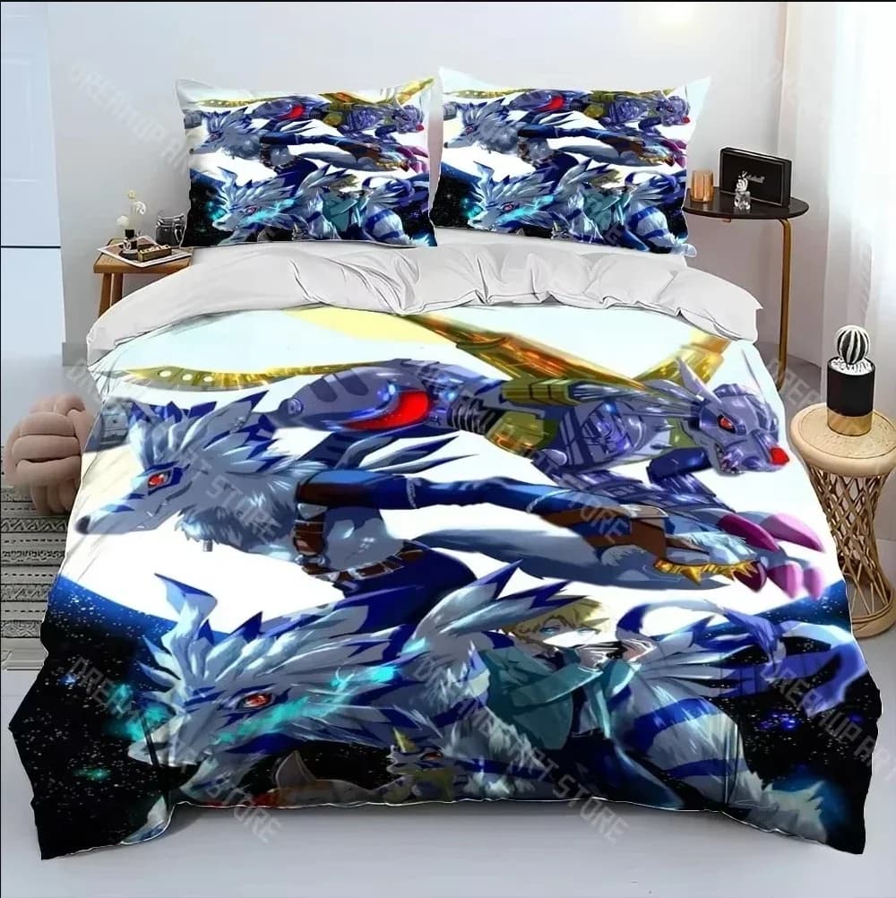 Digimon Adventure Monster Cartoon Set biancheria da letto trapuntato, set copripiumino copripiumino federa, set biancheria da letto king queen size