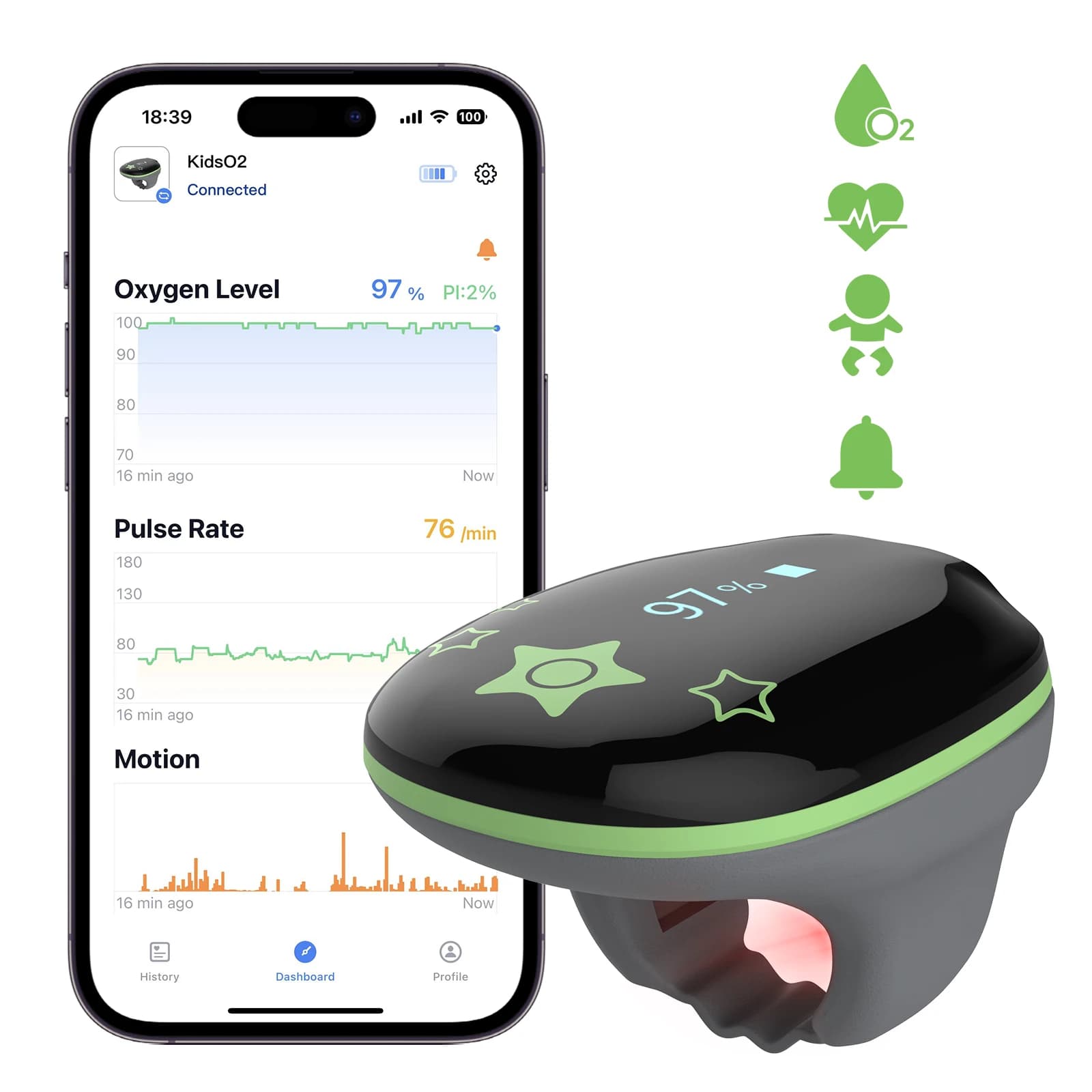 Wellue KidsO2 pediatric neonatal pulse oximeter for cardiofrequencymeter