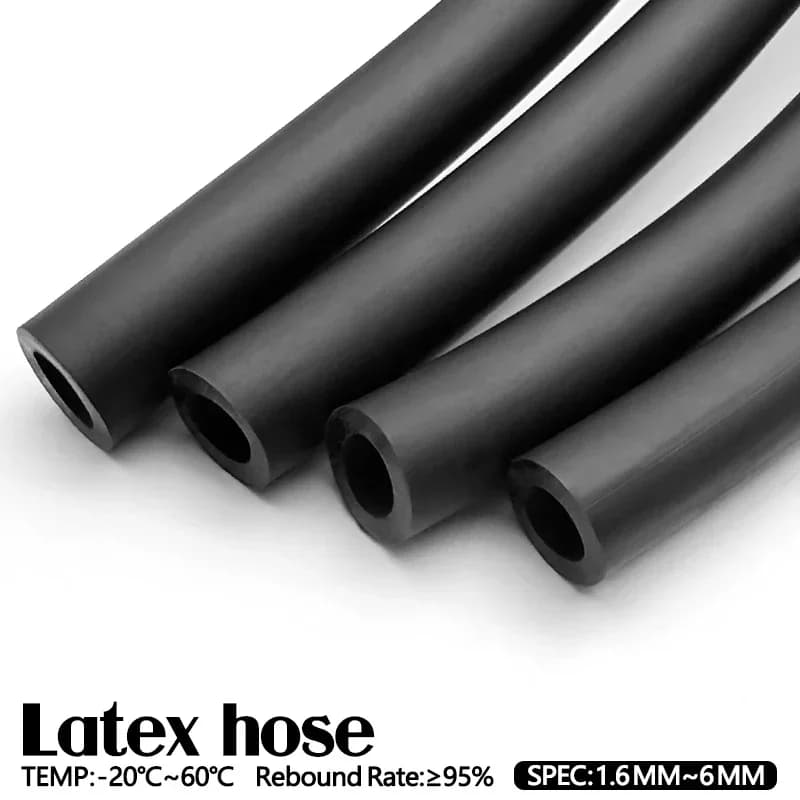 ID1.5-6mm High Elastic Stretch Wear Resistant 1-5M Black Natural Latex Tube Speargun Slingshot Catapult Tension Rubber Belt