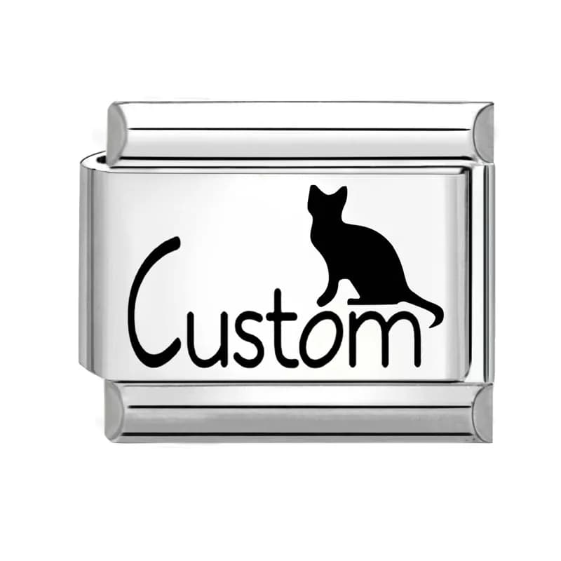 1PC Customized Multicolor 9MM Charm Italian Stainless Steel Laser Engraving Name Logo DIY Model Creation Jewelry Accessories