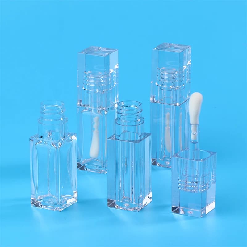 4/7ML Tubo per rossetto quadrato trasparente Pennello grande Contenitore vuoto per balsamo per labbra liquido Contenitore per trucco da viaggio Bottiglia campione Fai da te