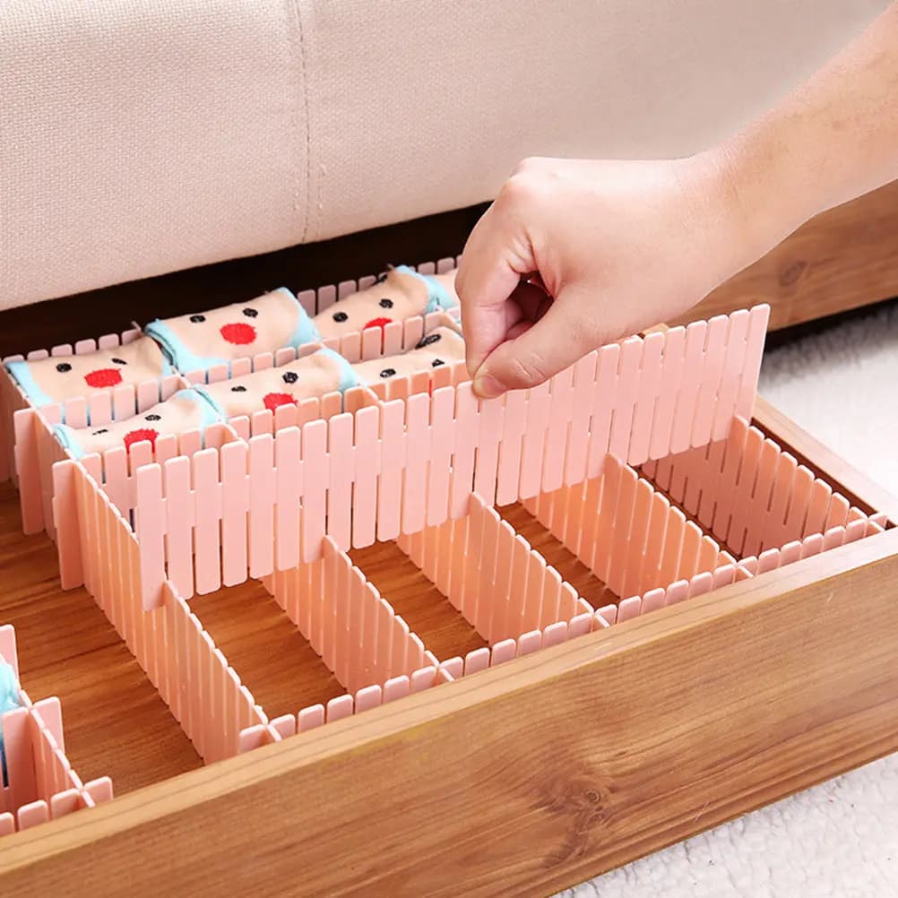 Set di 32 Divisori per Cassetti Regolabili Rosa, Organizzatori Fai-da-Te per Armadio, Biancheria Intima, Calzini e Abbigliamento