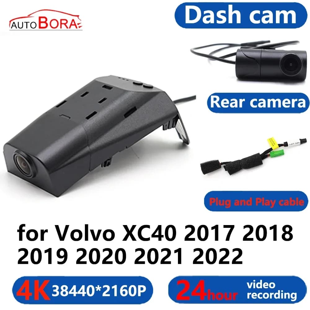 AutoBora 4K Wifi 3840*2160 Car DVR Dash Cam Camera 24H Monitor Video for Volvo XC40 2017 2018 2019 2020 2021 2022