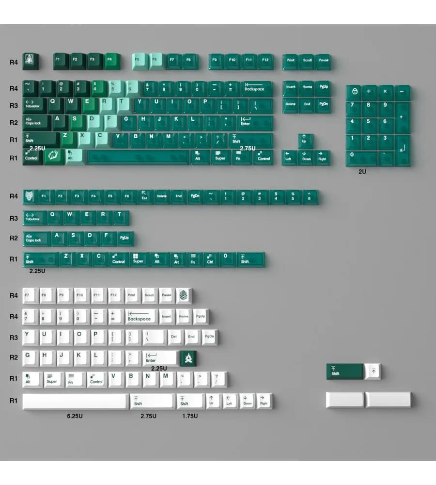 Dark green forest gradual change keycap transparent PBT sublimation PC pad printing original Wooting mechanical keyboard