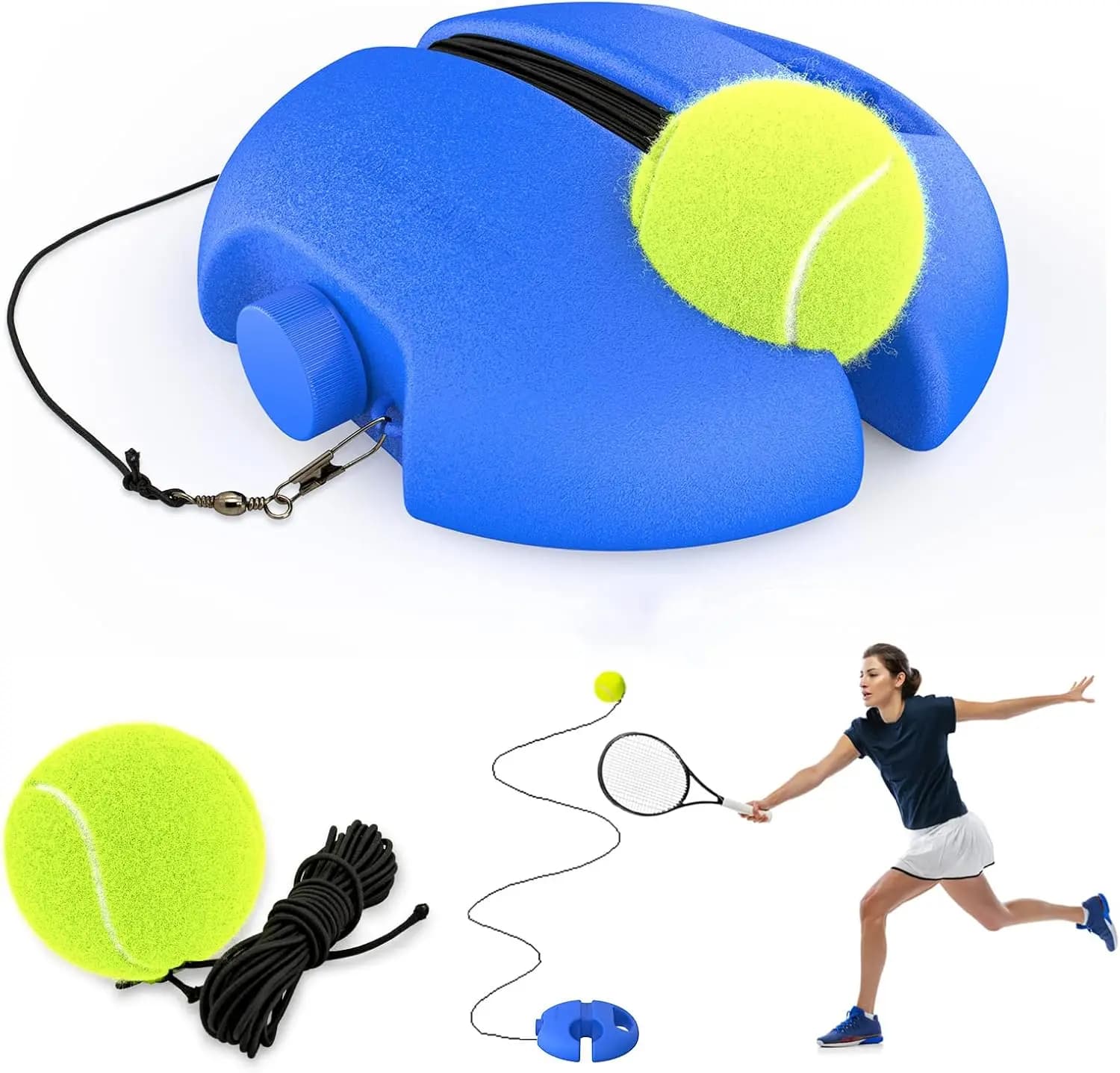 C2V GPortable Tennis Rebuikjhder Kit Tennis Trainer Rebound Ball Solo Training Equipment 1 String Balls for Beginners Exercise