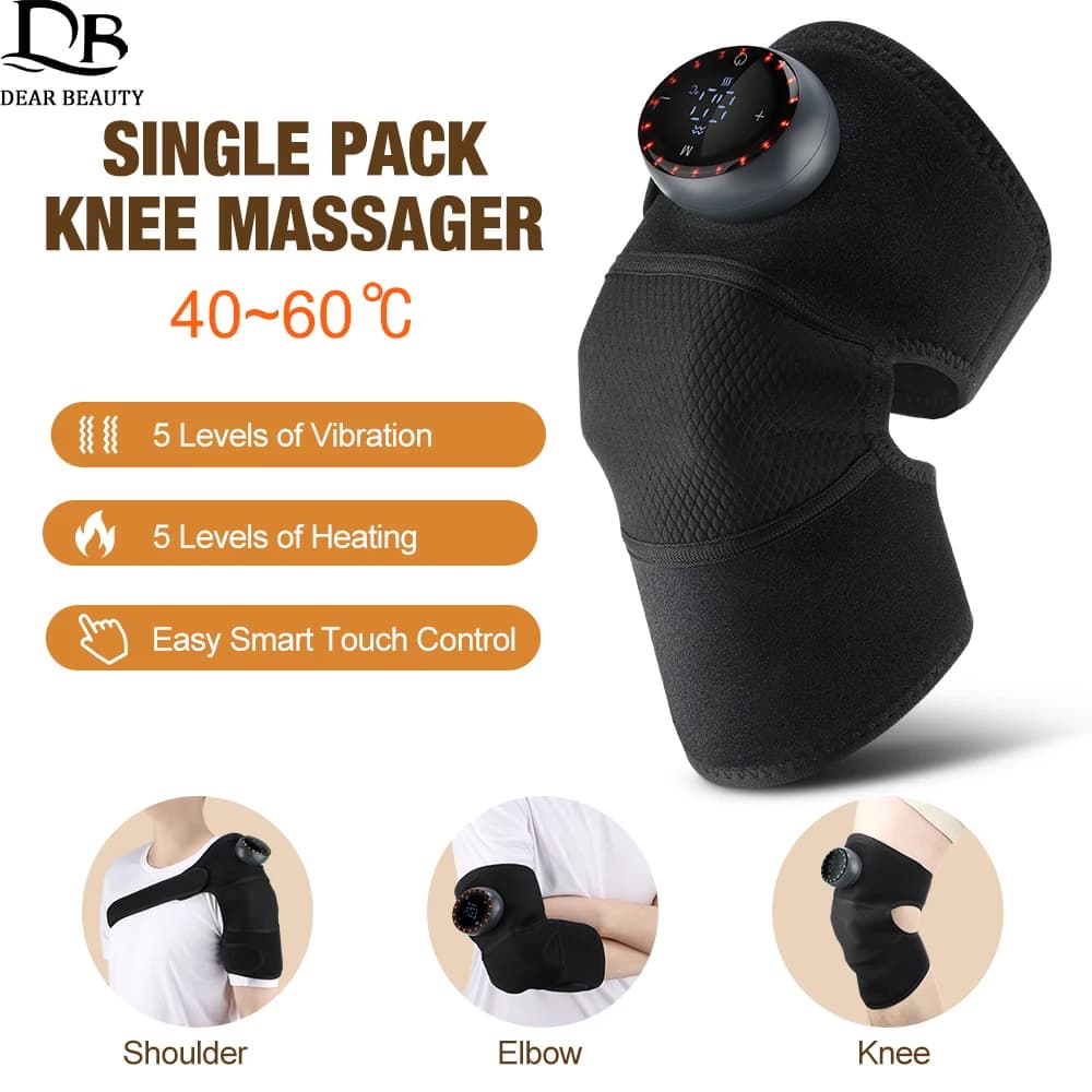 Massaggiatore per ginocchio 3 in 1 Vibrazione a 5 livelli e ginocchiera riscaldata a infrarossi Massaggiatore per gomiti e spalle Brace Wrap per alleviare il dolore articolare