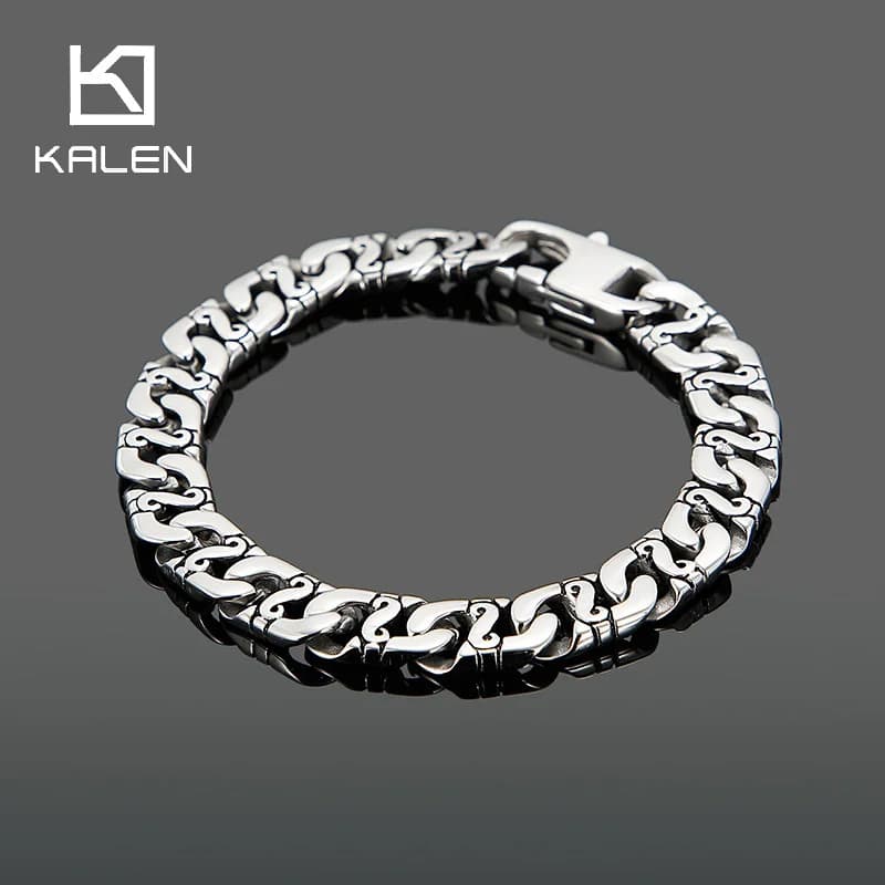 Kalen Trend Simple Lock bracciale catena titanio Street coppia Fashion Link per uomo gioielli Party