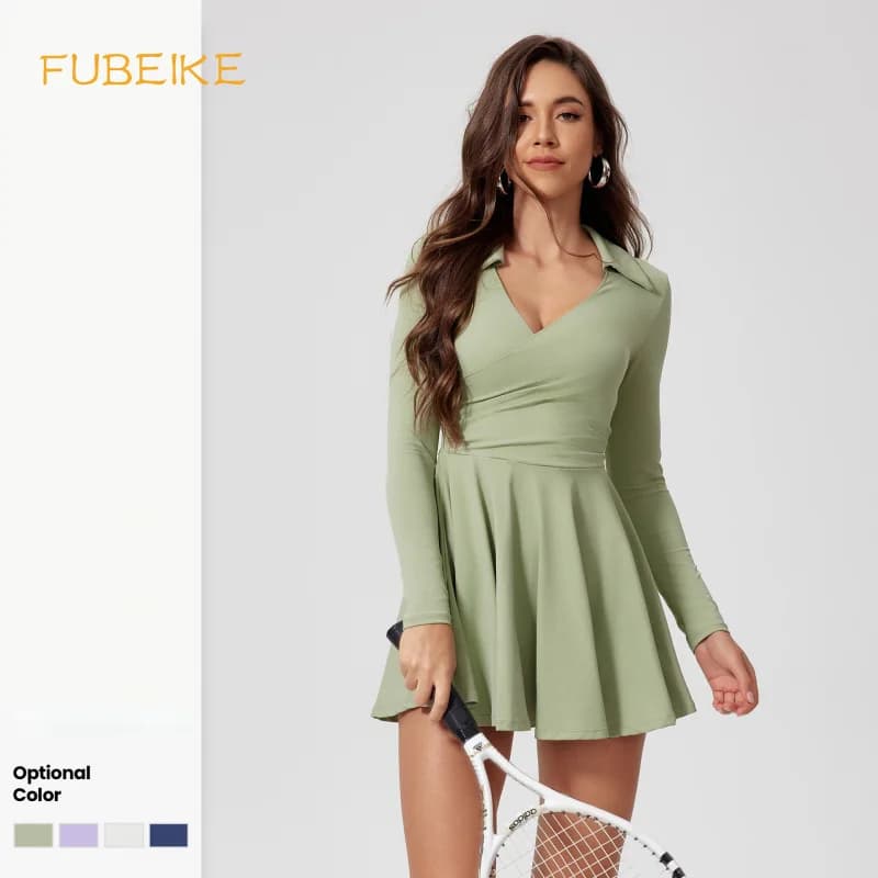 FUBEIKE Abbigliamento da tennis Abito da indossare con gonna da tennis Abiti da donna Donne di lusso 2024 Abbigliamento da golf da donna Esercizio Abbigliamento da yoga