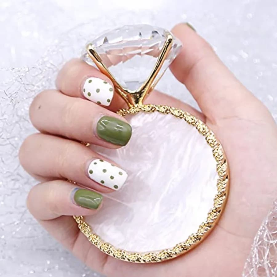 1 Confezione Espositore per Nail Art a Forma di Conchiglia con Diamanti, Palette con Bordo Dorato, Espositore per Smalto Gel, Oggetti di Scena per Foto, Strumenti per la Decorazione delle Unghie, Dorato B