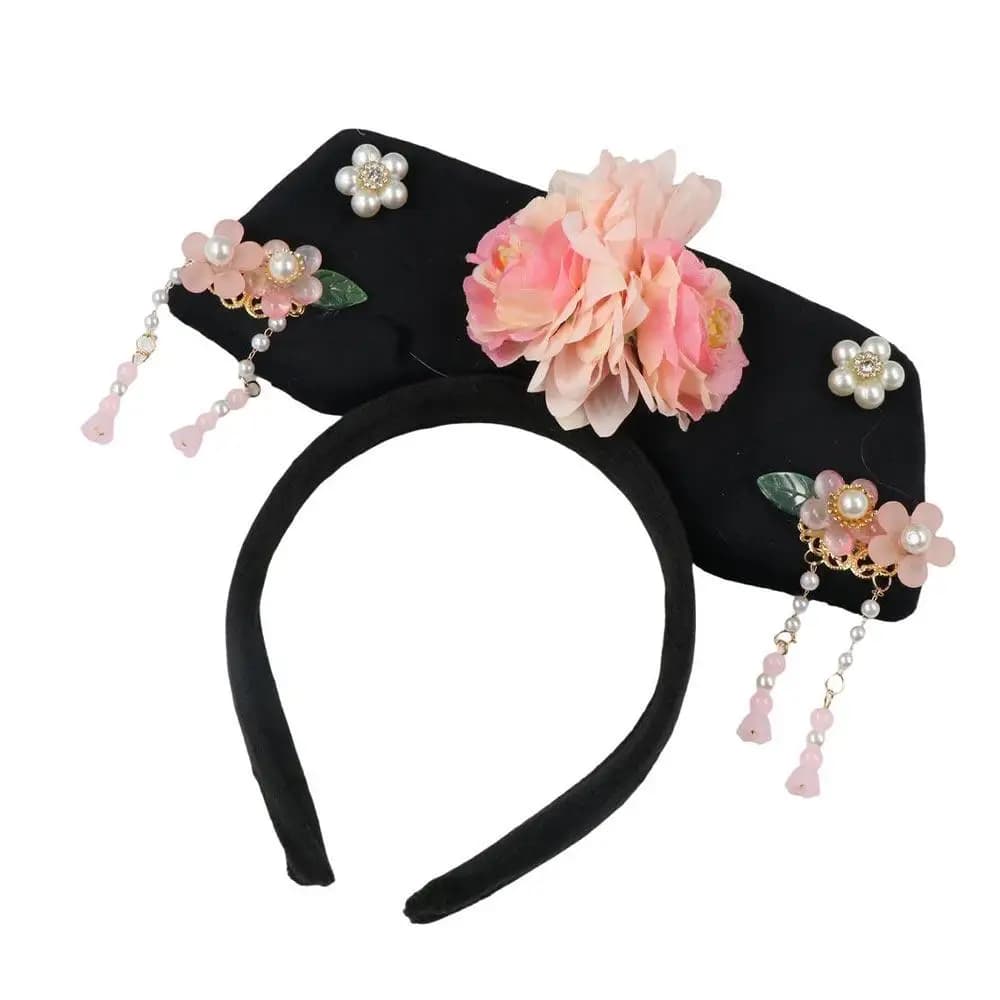 Flower Chinese Style Headwear Bow Pearl Ancient Style Headband Hanfu Headdress Chinese Antique Headdress Hanfu Hair Clip Women