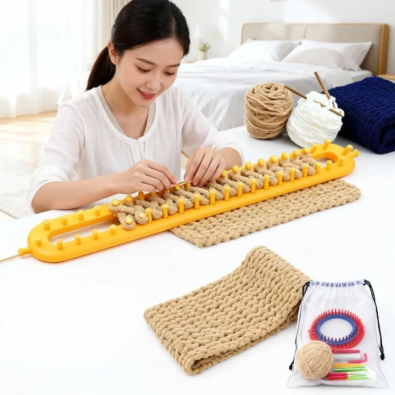 DIY Plastic Weaving Loom Knitting Kit Durable Portable Handmade Craft Rectangle Wool Knitter DIY DIY Machine Sewing Tools Loom