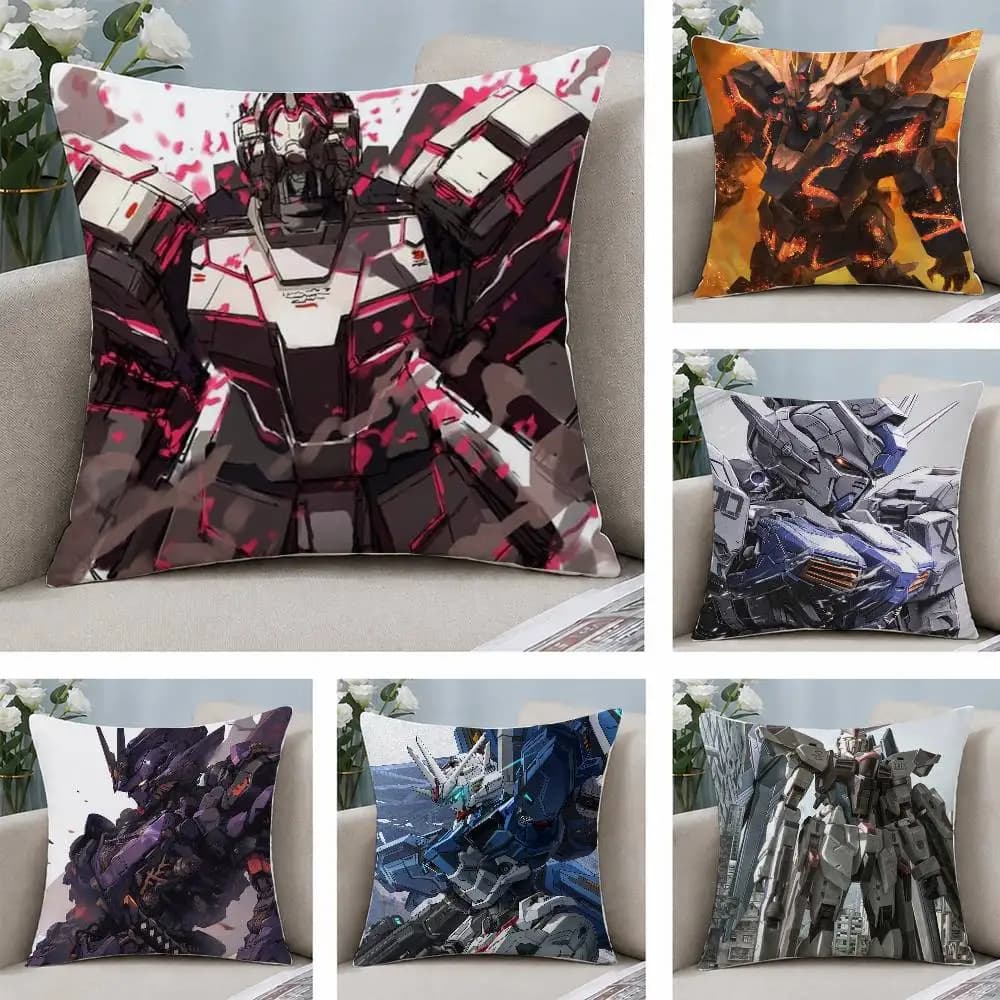 Mobile Suit Gundam Sazabi Gundam Plush Pillow Cover Copricuscino in morbido peluche corto per divano, camera da letto, decorazione, regalo