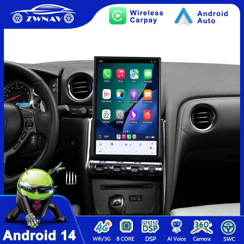 14.5 inch Car Radio For Nissan GTR GT-R 2009-2017 Android Multimedia Stereo Player Carplay GPS Navigation Tape Recorder Headunit