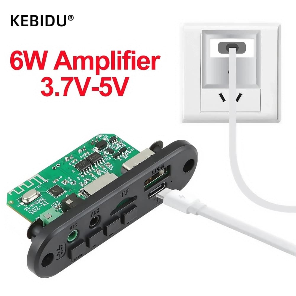 2*3W 6W Amplificatore 5V Scheda di Decodifica MP3 Bluetooth 5.0 Audio Stereo FAI DA TE Auto Lettore MP3 Radio FM TF USB 3.5mm Mic jack Registra Chiamata