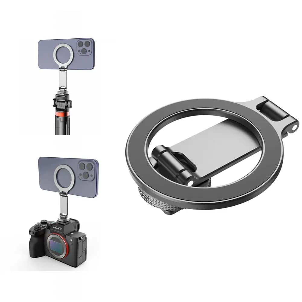 NEW Magnetic Cold Shoe Phone Holder Adapter with 1/4" Screw Magsafe Phone Tripod Mount for iPhone 16-12 DSLR Camera Monitor