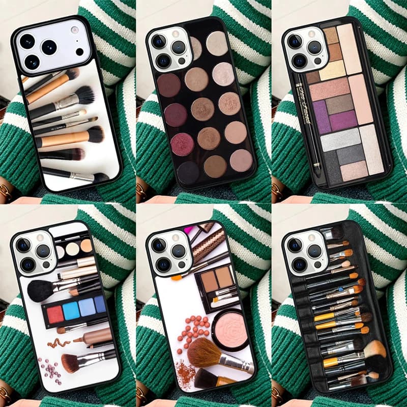 Bright Makeup Set Eye Shadow Shockproof Phone Case for iPhone 17 Air 16e 15 11 12 14 13 Pro Max Cover Coque
