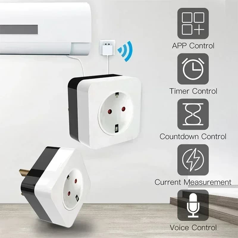 Smart Life 16A UK US DE WiFi Air conditioner Wall socket Current socket IR Tuya remote control works with Alexa Google