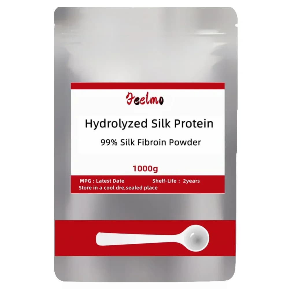 50-1000 g hydrolyzed silk protein powder, silk fibroin to hydrate, lighten and improve skin perception