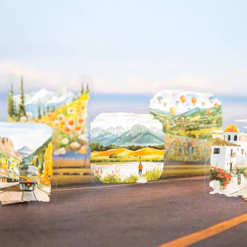 1pack/3pack Series Small sized landscape Sticker Pack Scenery 50Pcs Slow Motion Street view Material Decoration