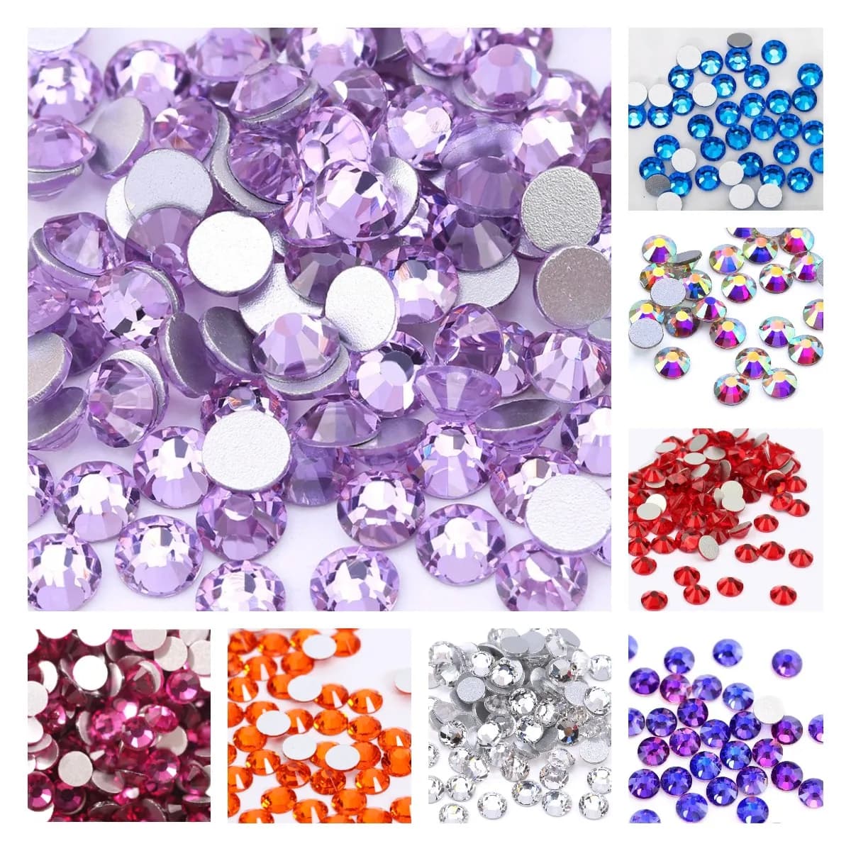 77 colori lucidi SS20 (4,7 mm) 1440 pezzi con retro piatto non HotFix Nail art strass vetro 3D decorazioni per unghie artistiche mix di indumenti strass