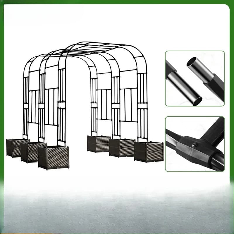 Supporto per fiori ad arco Supporto per vite rampicante per piante Scaffale per arrampicata Vaso per piantare Scatola per piantare Combinazione Cortile esterno Uva
