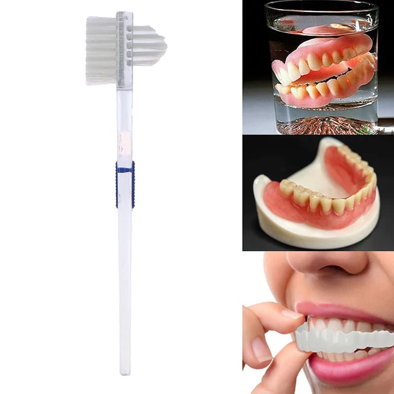 Spazzola per la pulizia della protesi spazzolino da denti a doppia faccia per l'igiene orale spazzolino morbido per denti dentali