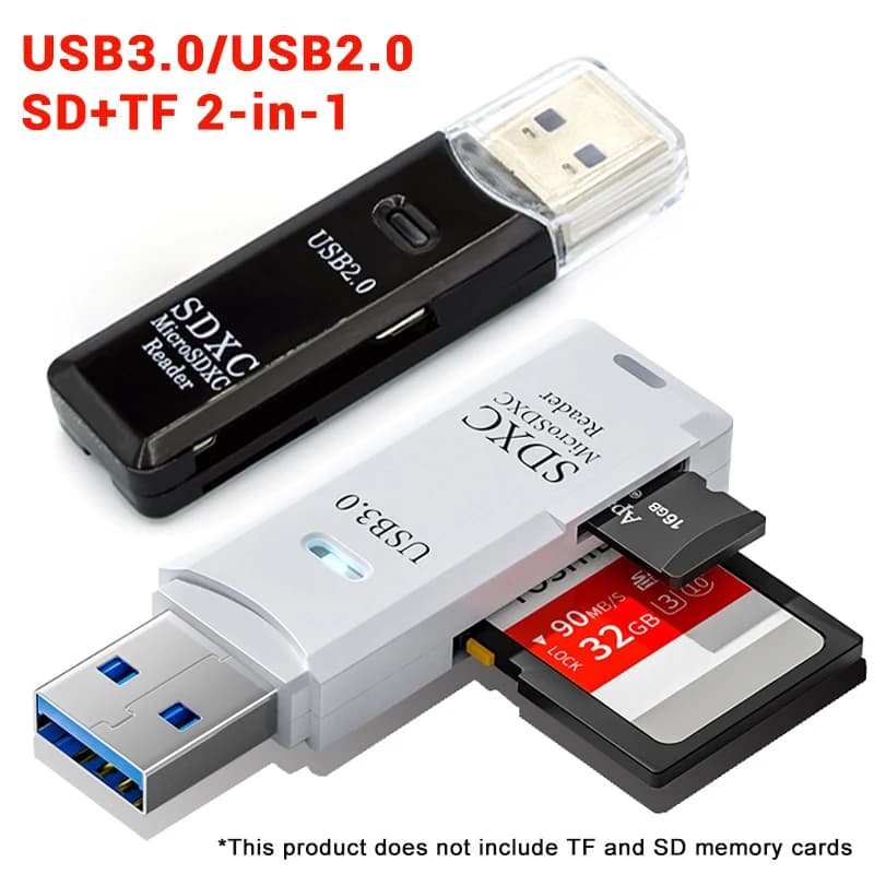 1PCS 2-in-1 USB 3.0 2.0 Lettore di schede Micro SD TF Lettore di schede di memoria USB Flash Drive Adattatore per lettore di schede per accessori per fotocamera PC