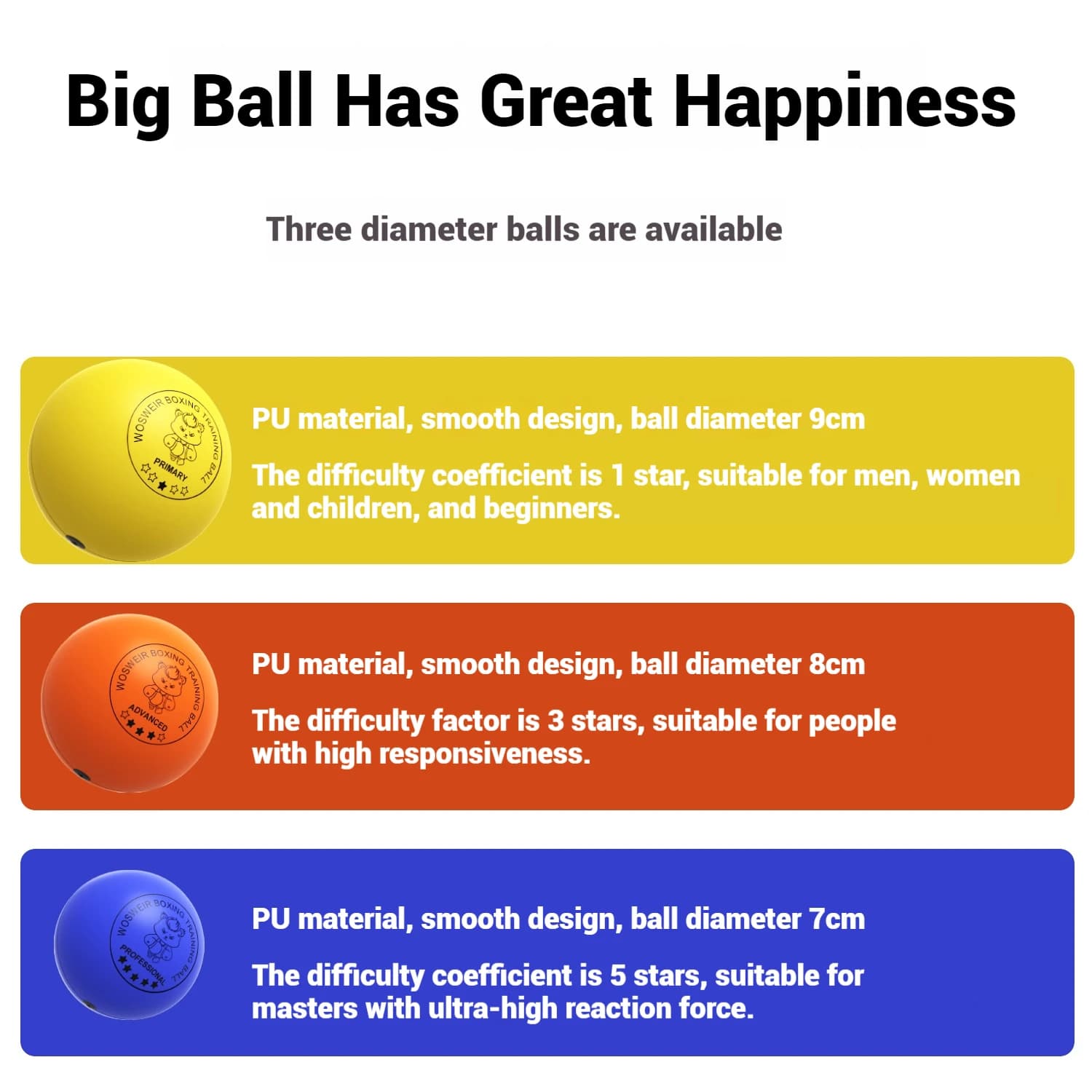 WOSWEIR-Speed Ball Head-On Children's Magic Boxing Ball Workout at Home Smooth PU foam boxing bag Fighting and relaxation relief