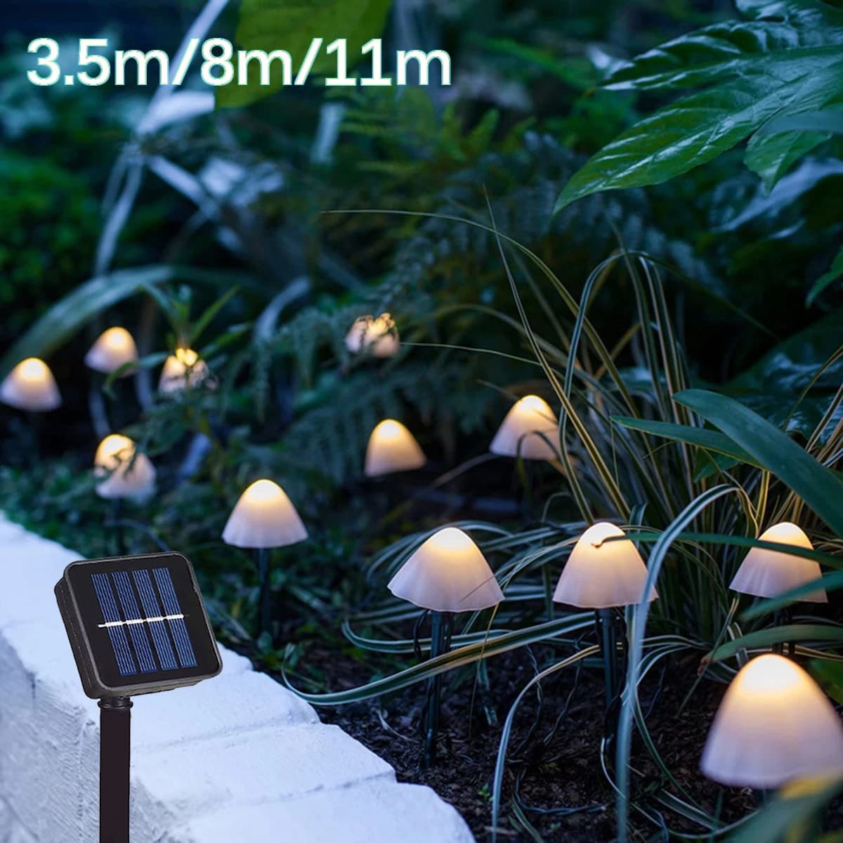 Luci a corda solari Patio Fungo Prato Lucine Lampade solari da esterno per giardino Terrazza Percorso Lampade decorative per cortile