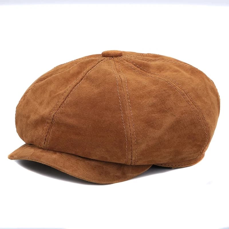 Outdoor Uomo In Vera Pelle Duckbill Boina Berretti Sottili Cappelli Per Uomo/Donna Per Il Tempo Libero Nero/Marrone 54-61 cm Cablato Cabbie Cofano