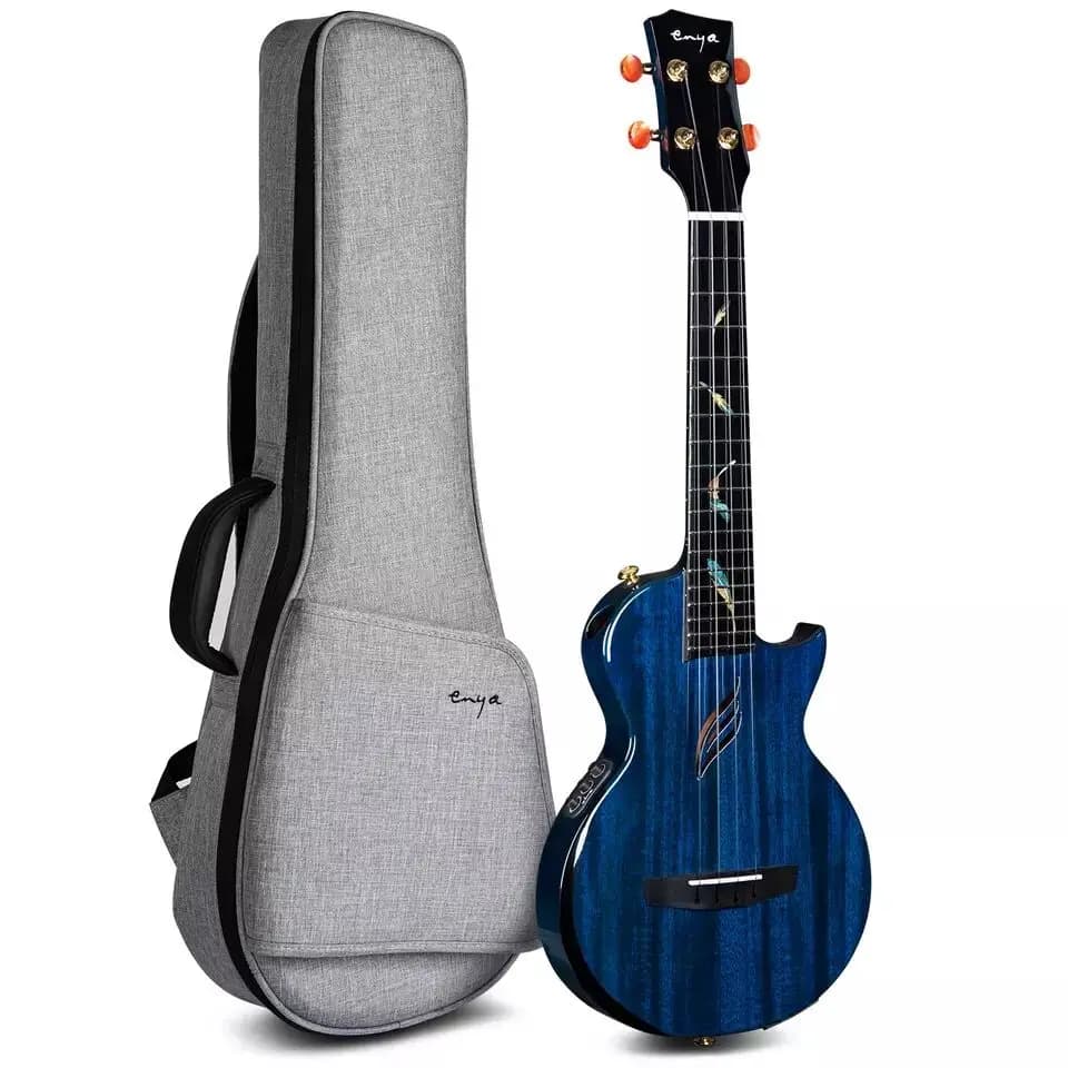 Enya Ukulele da 26 pollici Tutto in legno massello di mogano Ukulele monocorpo lucido con custodia per Ukulele Deluxe con pickup acusticoPlus integrato