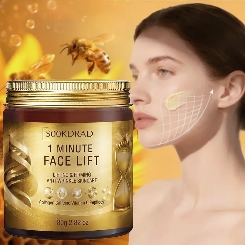 Crema Lifting Viso in 1 Minuto, Collagene + Caffeina, Effetto Lifting e Rassodante, Viso, Tutti i Tipi di Pelle, 80g, Uso Quotidiano