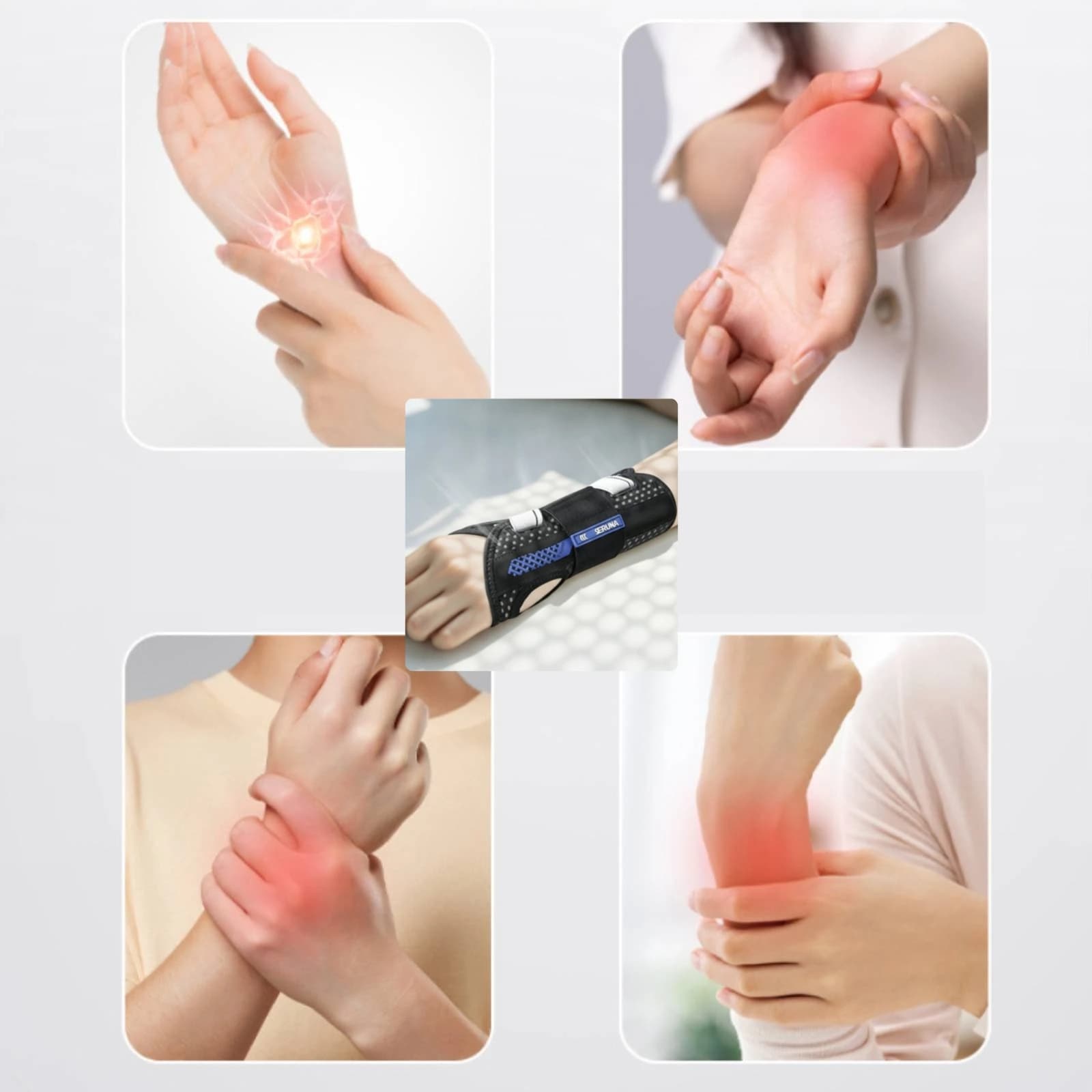 Three-Strap Wrist Brace Ambidextrous Mesh Wrist Brace Breathable Secure Hook-and-Loop Closure