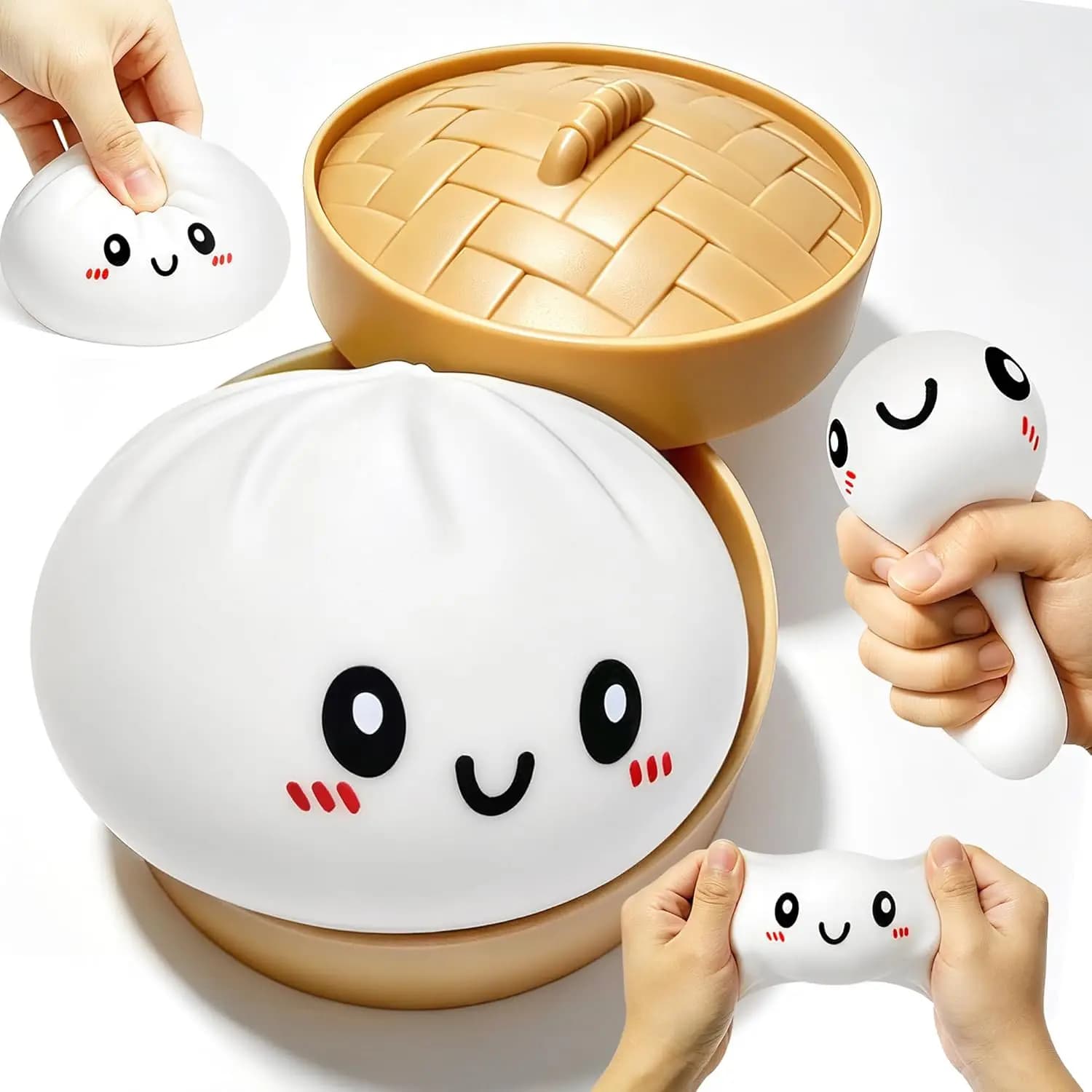 Giocattolo Squishy a Forma di Raviolo con Vaporiera, Scatola Misteriosa con Giocattolo Squishy a Forma di Raviolo, Morbido e Divertente Antistress
