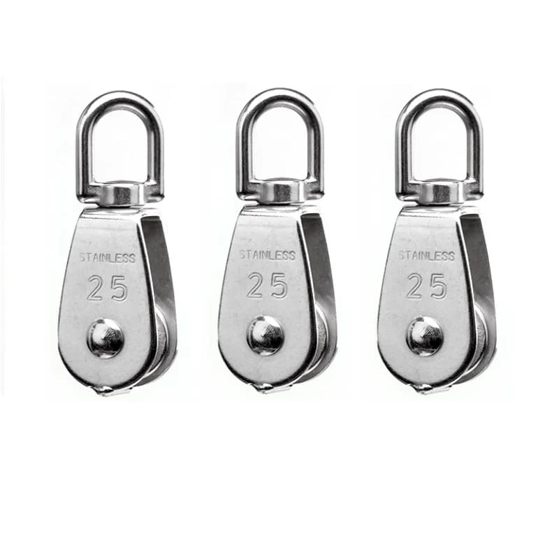 304 Stainless Steel Single Pulley M25, Heavy Duty Lifting Pulley Block, Marine Rigging Roller, Wire Rope Sheave for Boat