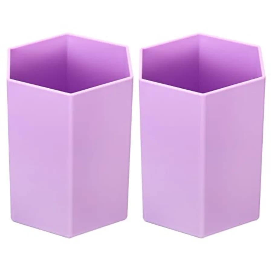Portapenne, Confezione da 2, Contenitore Esagonale in Plastica per Penne e Pennelli da Trucco, Organizer da Scrivania per Casa e Ufficio