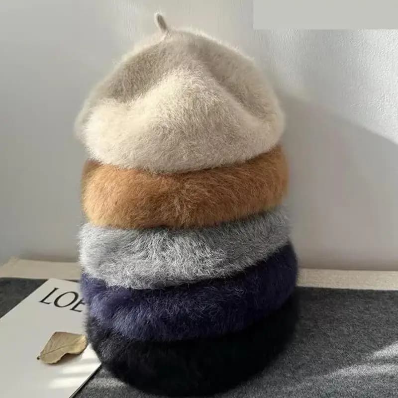 Berretti da donna Pelliccia di coniglio Berretto invernale Cappelli invernali Donna Peluche a prova di freddo Mantieni caldo Berretto da pittore Nuovo